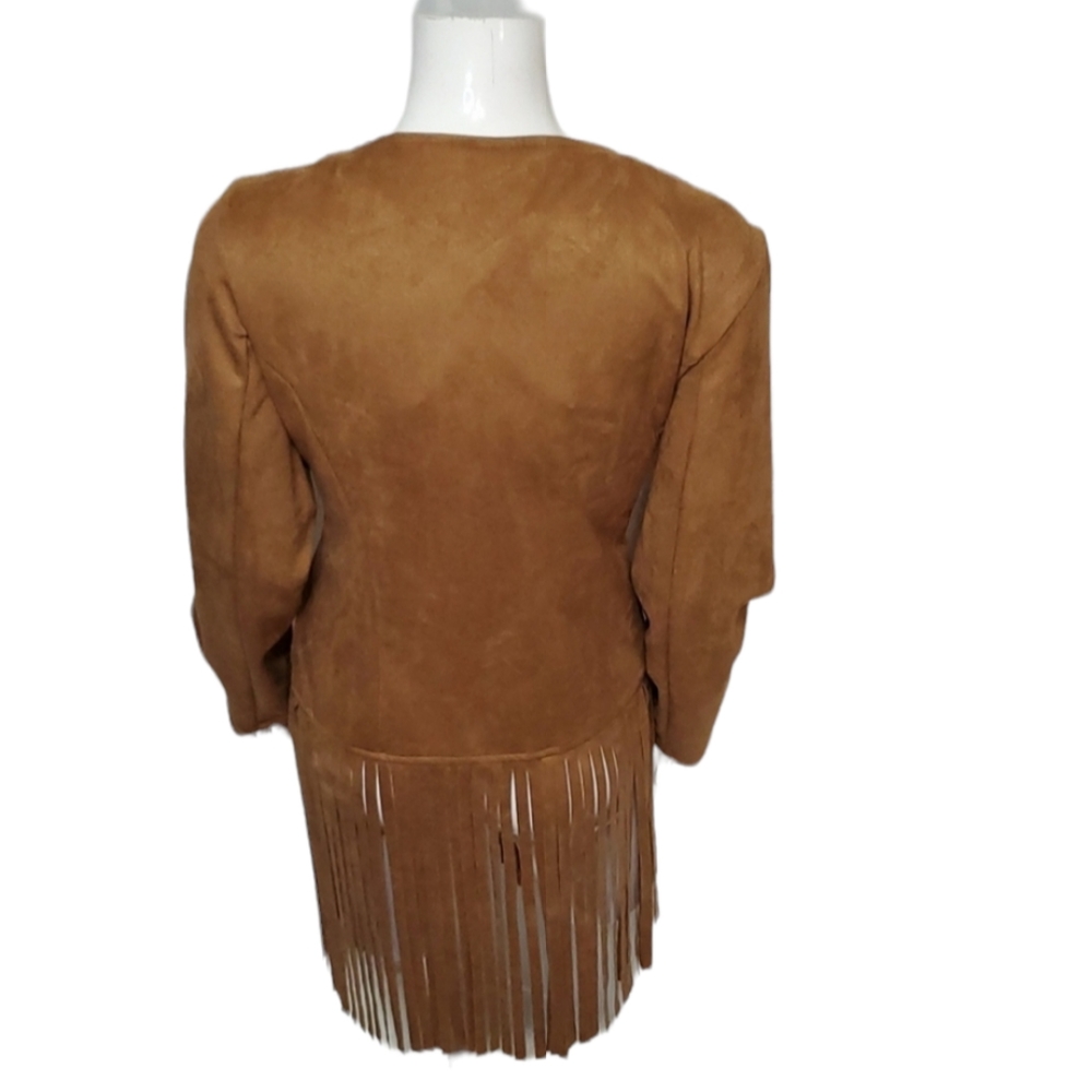 Women's Open-front Fringe Jacket or Cardigan - Picture 3 of 5